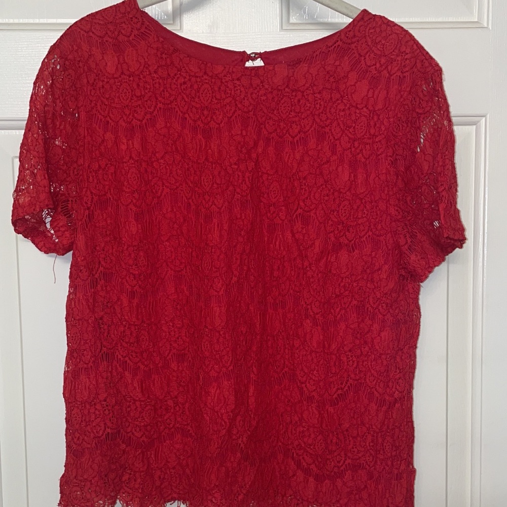 Red lace blouse